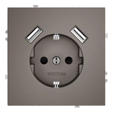 Изображение Розетка встраиваемая VOLTUM S70 с заземлением и защитными шторками 16А с USB A+A (капучино)