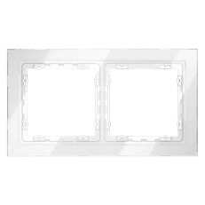 Изображение Рамка стеклянная VOLTUM S70 на 2 поста (белый, стекло)